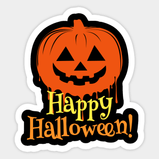 Funny Happy Halloween Dripping Pumpkin Sticker